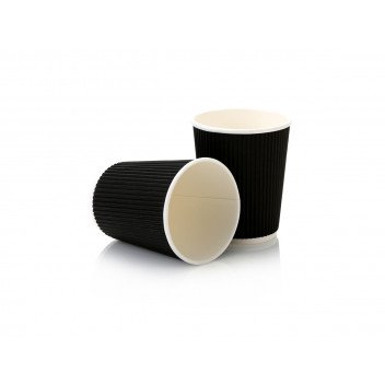Coffee Cups Double Wall Black Ripple 250ml (20×25)