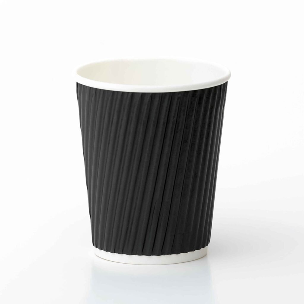 Coffee Ripple Cups Black 250ml (1×25) - Tarpak