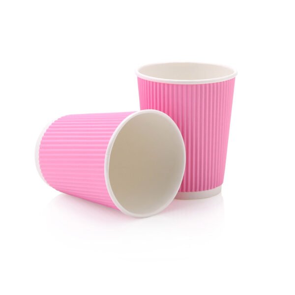 Vertical Ripple Pink Cups 250ml (1×25)