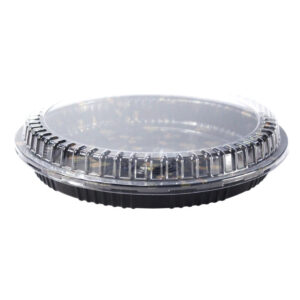 Sushi Platter with Black Base & Clear Lid – 37.6cm Round