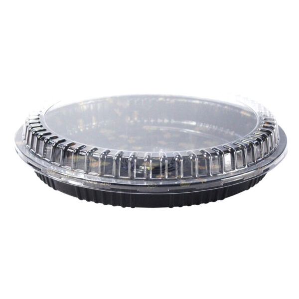 Sushi Platter with Black Base & Clear Lid – 37.6cm Round