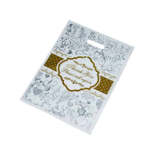 White Boutique Plastic Bag with “Thank You” Print – 30×40 cm