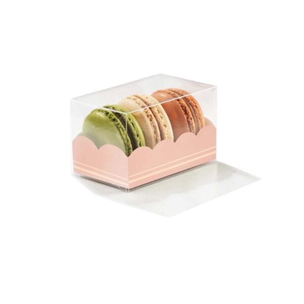 PVC Macaron Gift Box 8x5x5cm – Rose Pink Transparent Packaging for Sweets & Treats